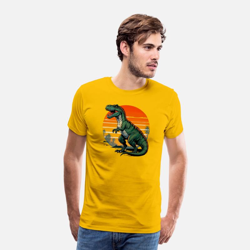 A T Rex dinosaur in front of the sun