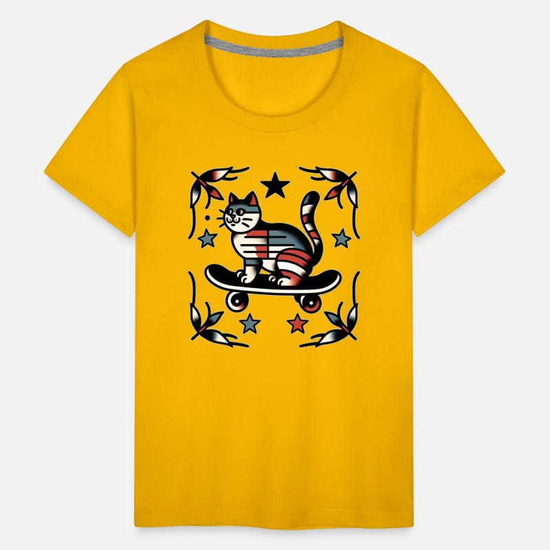 AI Traditional Tattoo Cat on Skateboard
