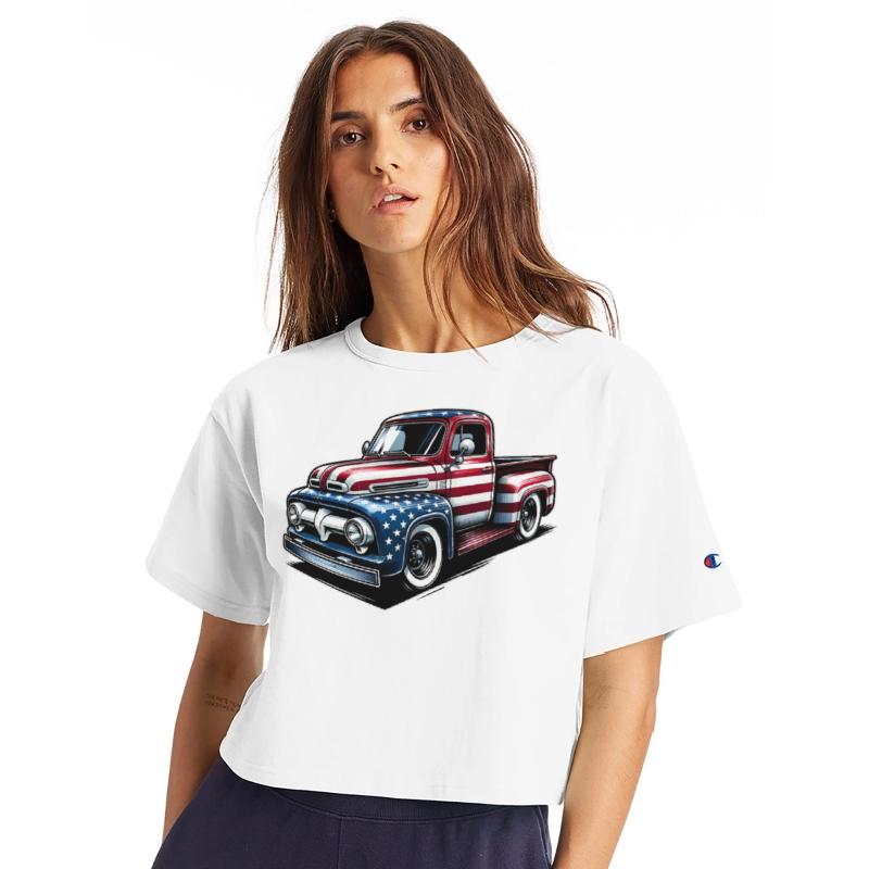 American Flag classic pick up truck 4th of July