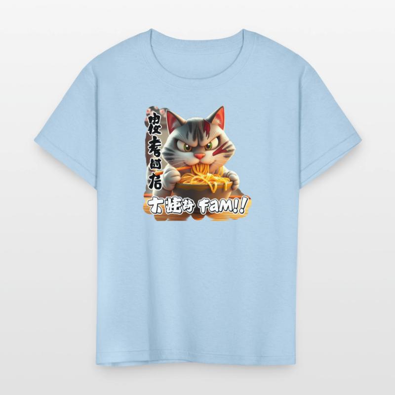 Angry Cat Eating Spicy Ramen Design