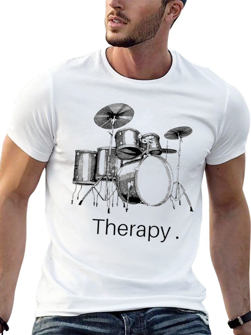 Drum Set Therapy T-Shirt - Music Lover Tee