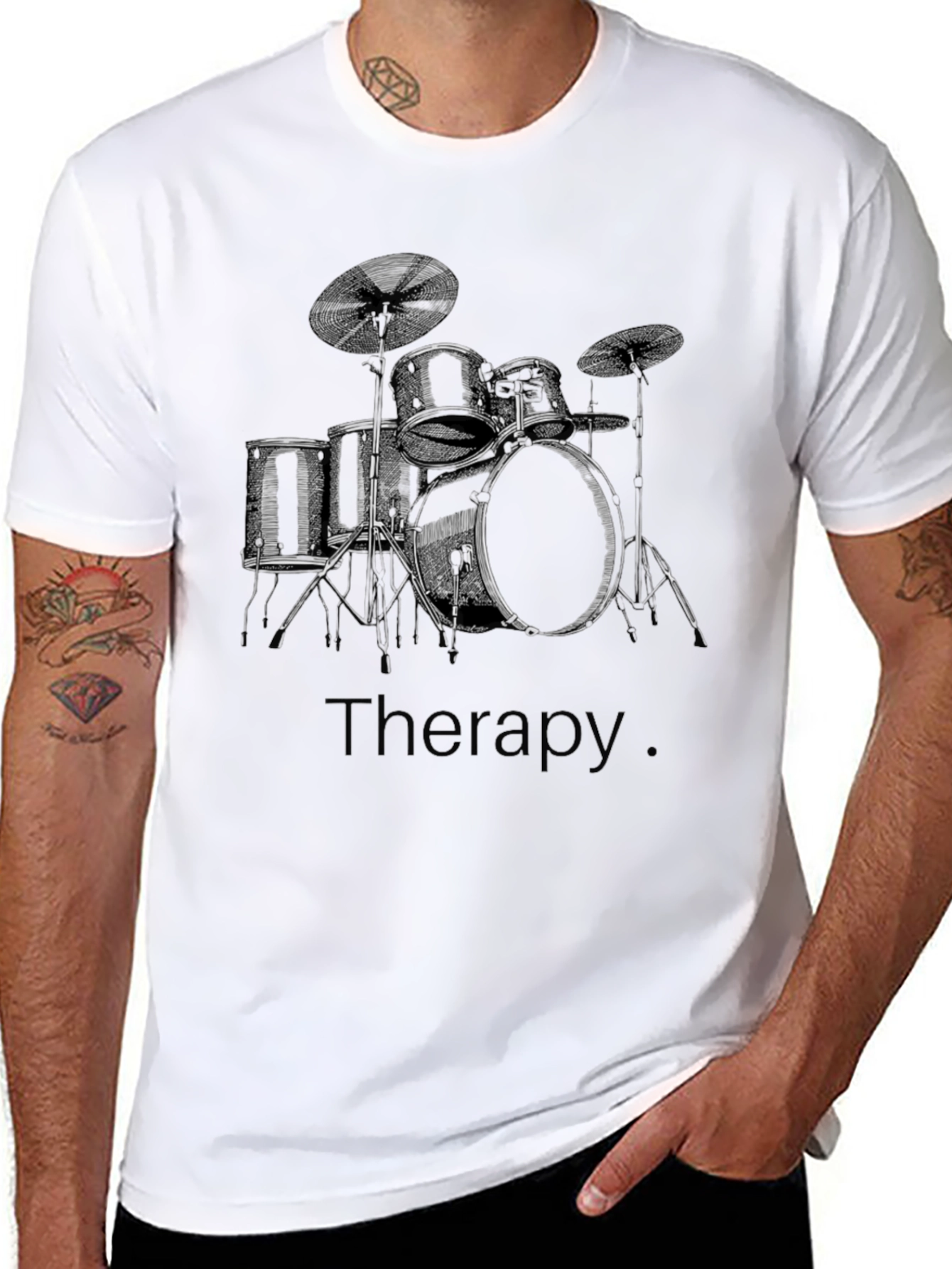 Drum Set Therapy T-Shirt - Music Lover Tee