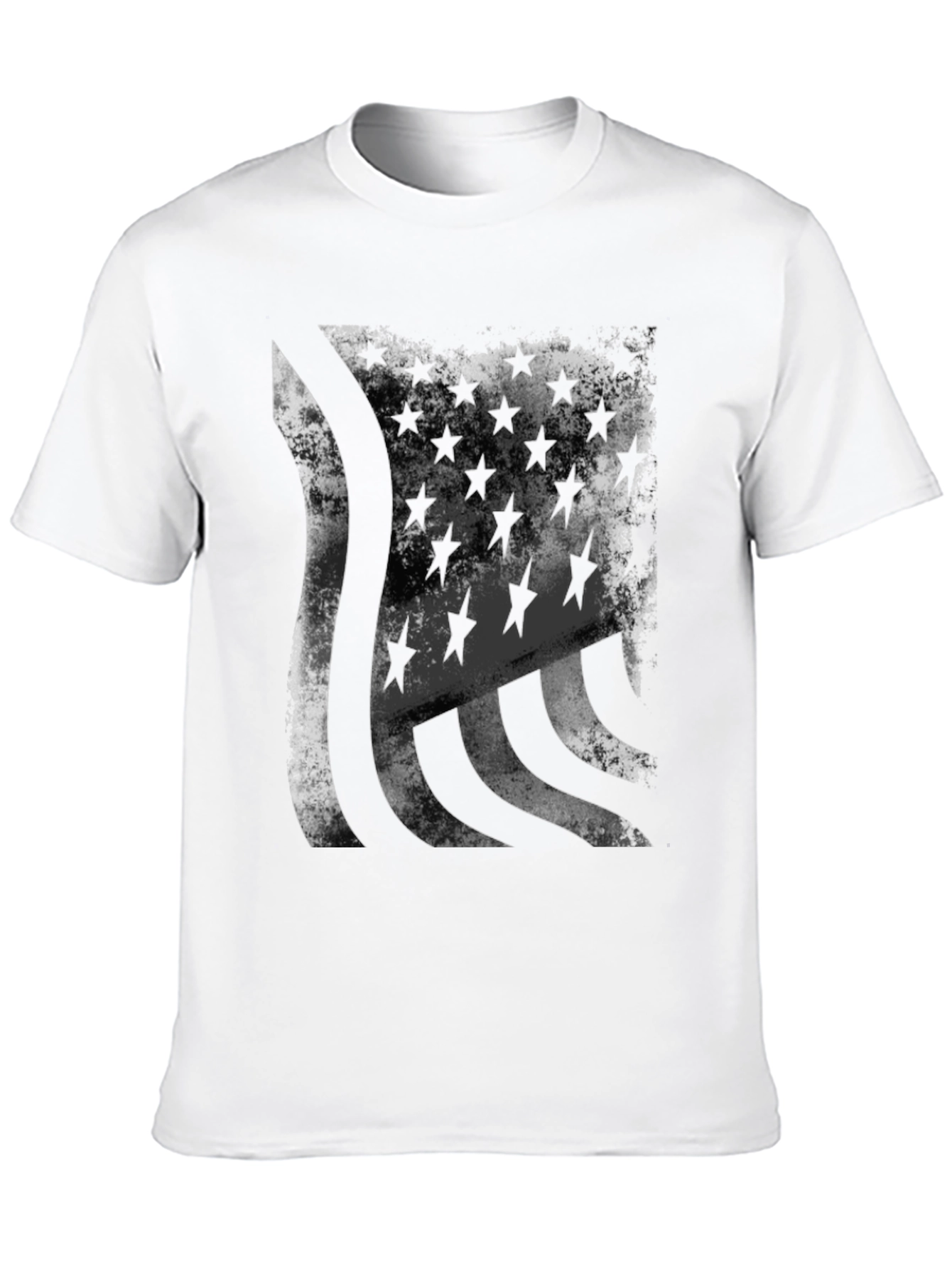 Distressed American Flag Graphic Tee - Black
