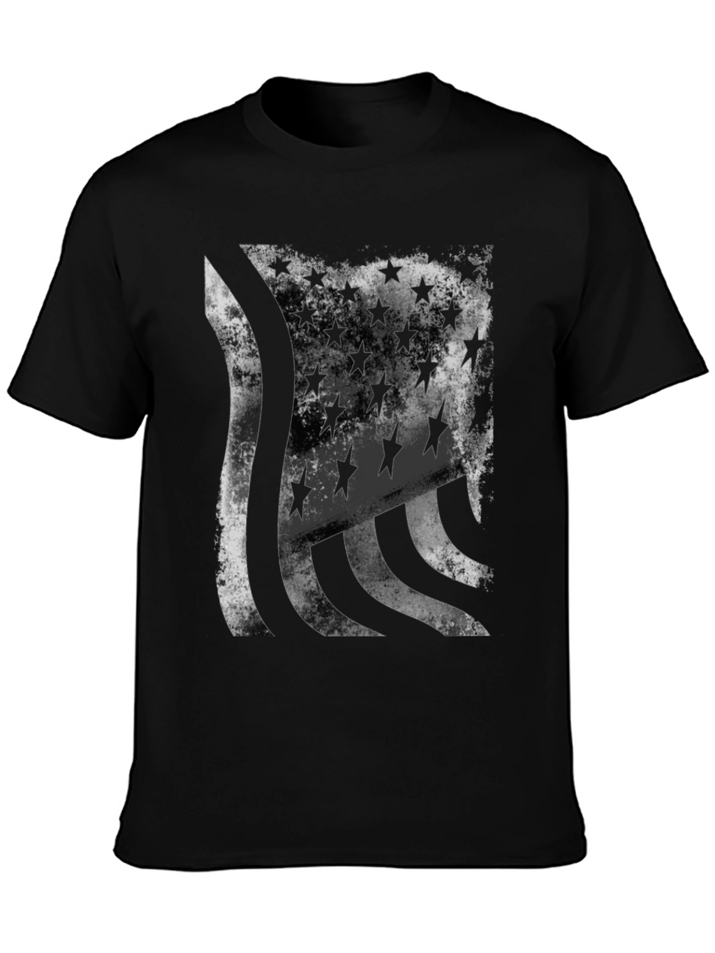 Distressed American Flag Graphic Tee - Black