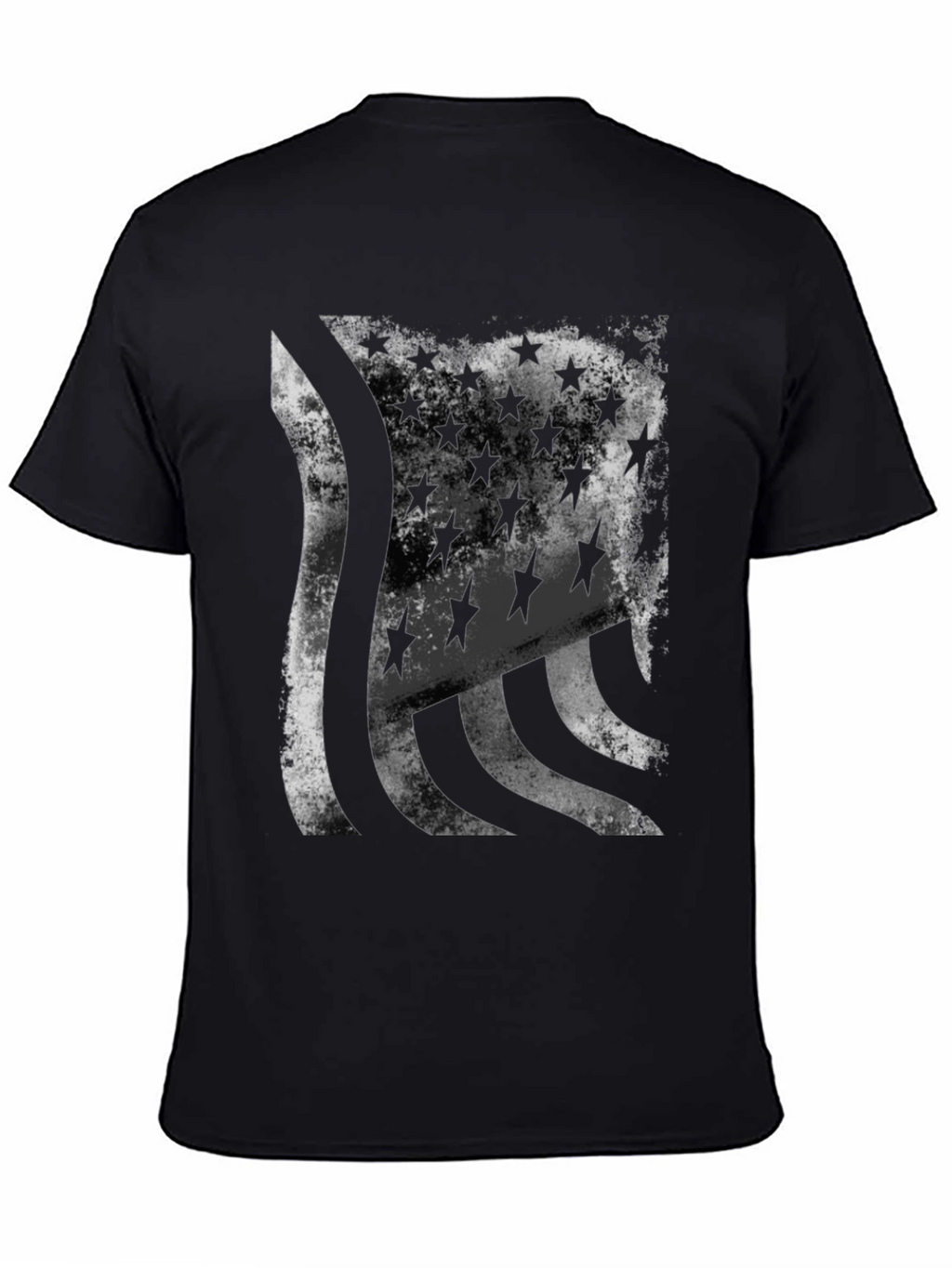 Distressed American Flag Graphic Tee - Black