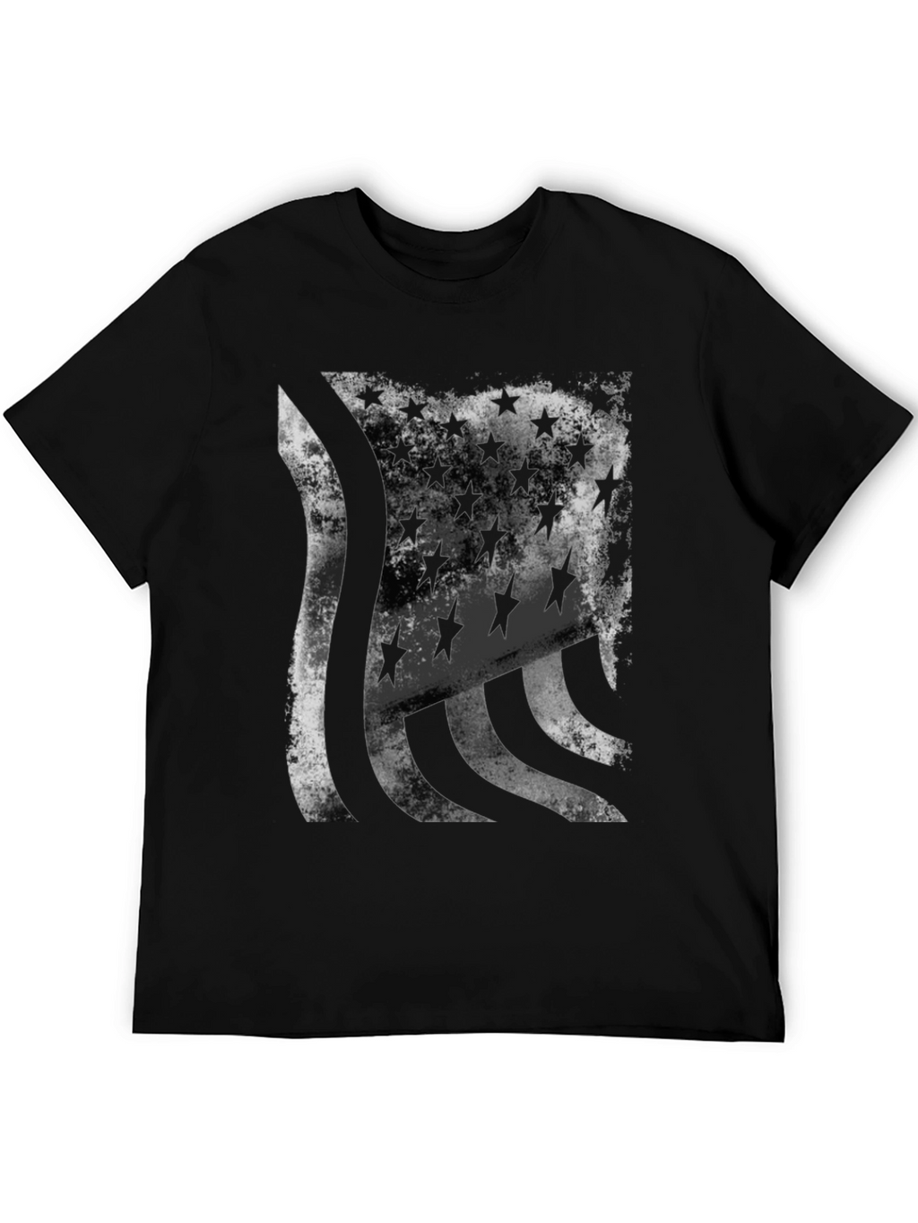 Distressed American Flag Graphic Tee - Black