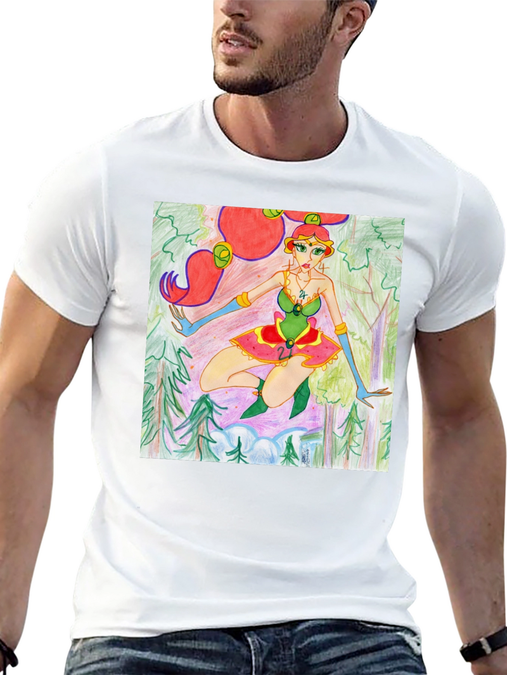 Fantasy Forest Girl Tee - Unique Graphic T-Shirt