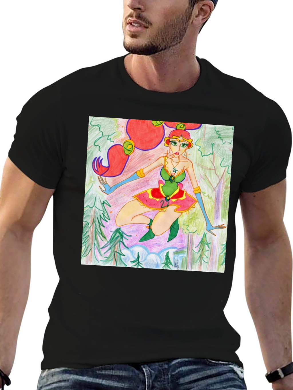 Fantasy Forest Girl Tee - Unique Graphic T-Shirt