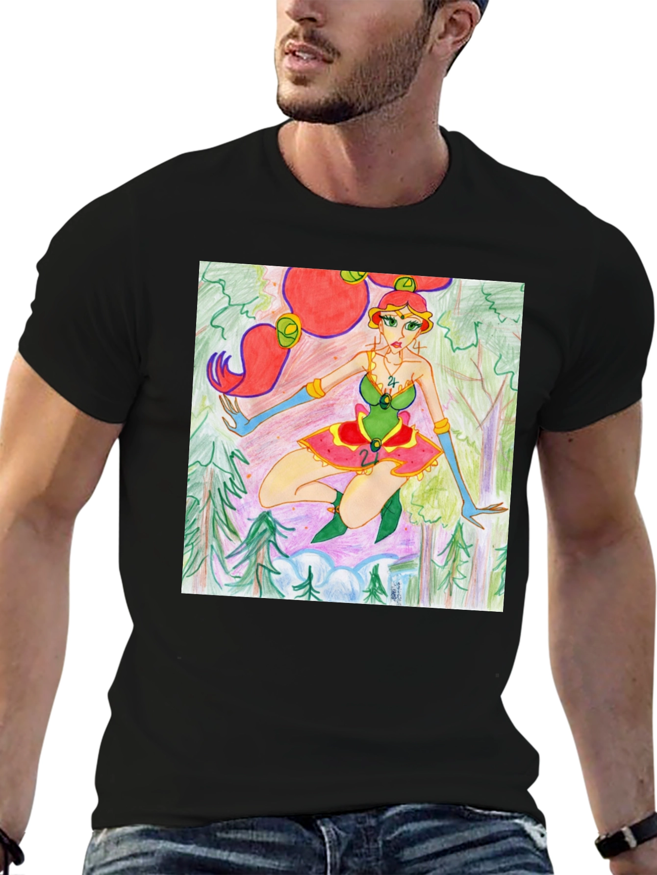 Fantasy Forest Girl Tee - Unique Graphic T-Shirt