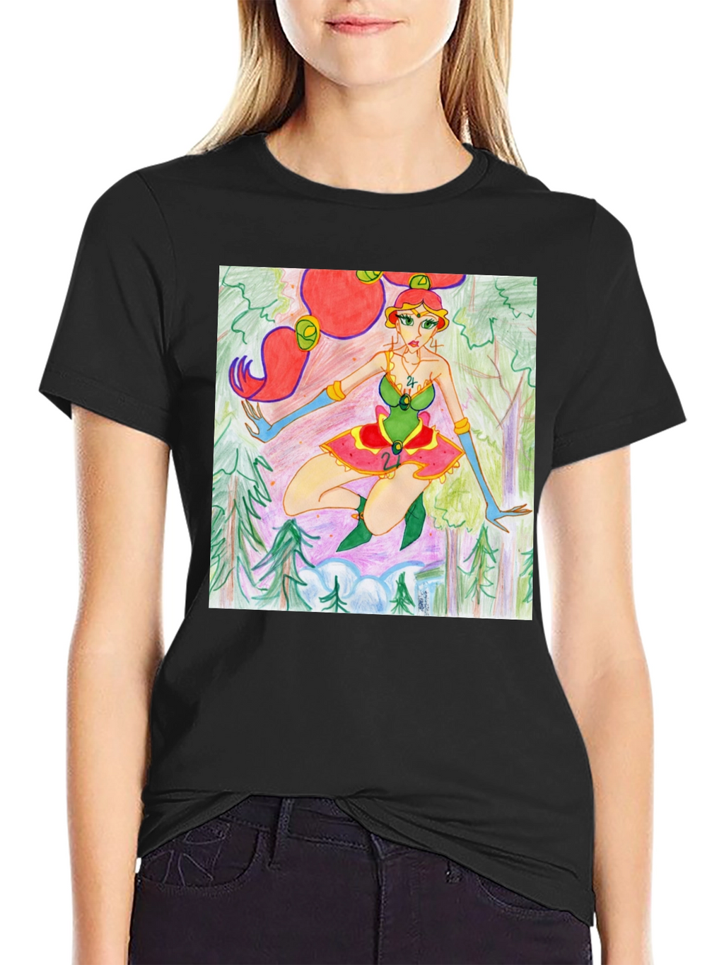 Fantasy Forest Girl Tee - Unique Graphic T-Shirt