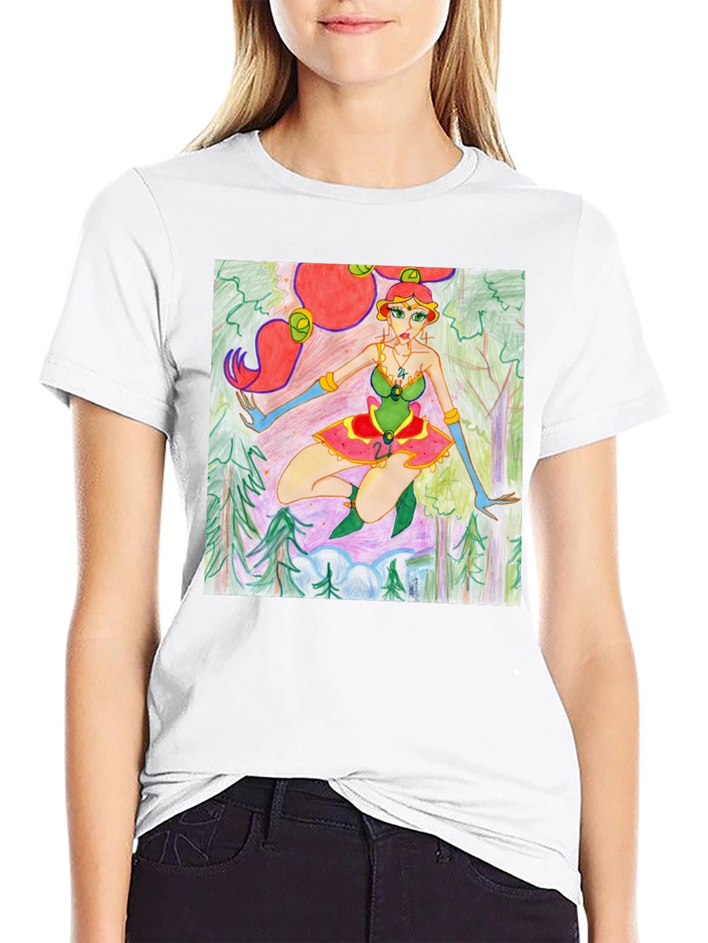 Fantasy Forest Girl Tee - Unique Graphic T-Shirt