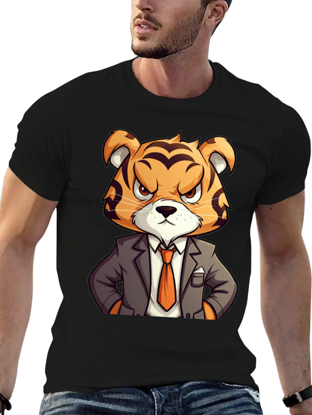 Tiger Boss Graphic T-Shirt - Cool Cartoon Design