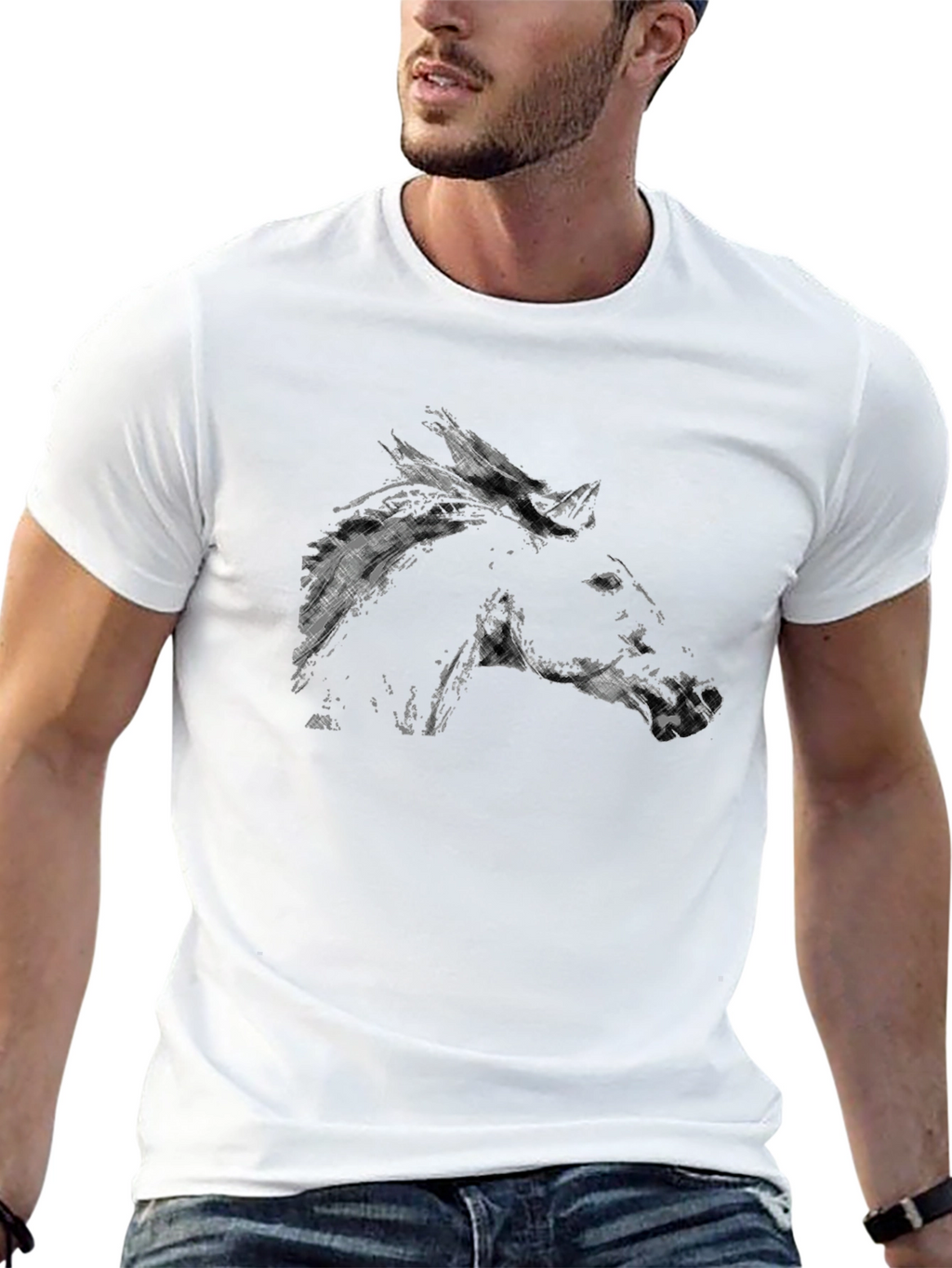 Black Horse Graphic T-Shirt - Stylish Casual Wear