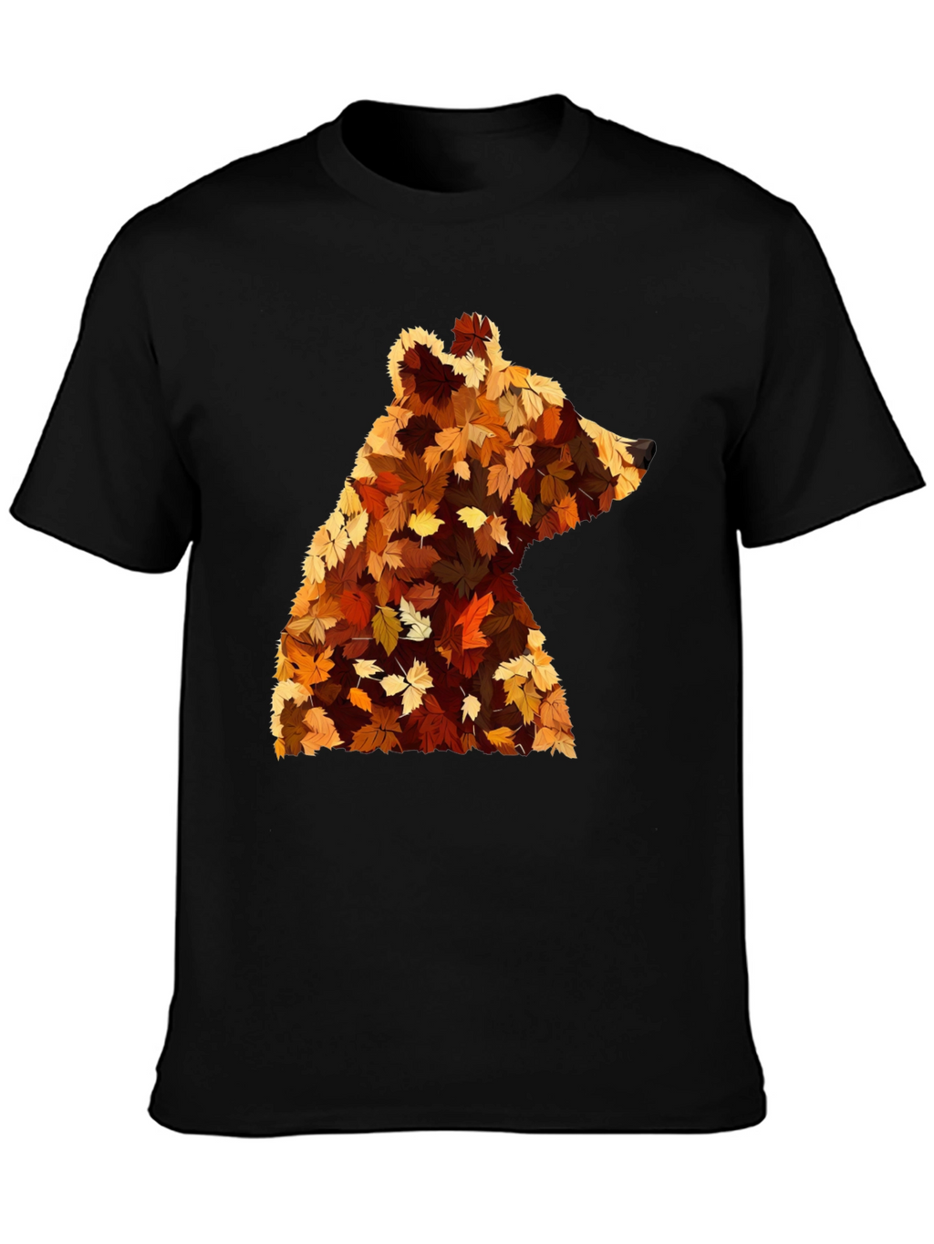 Autumn Bear Leaf T-Shirt - Nature Inspired Design