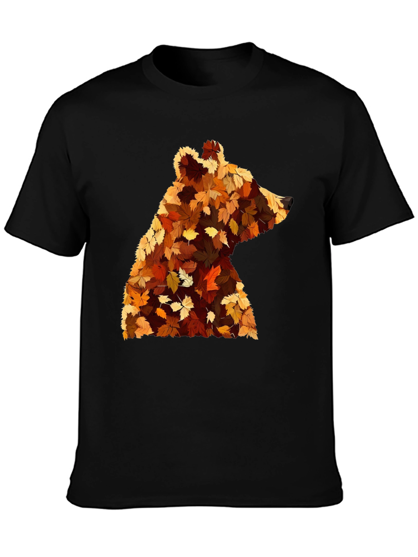Autumn Bear Leaf T-Shirt - Nature Inspired Design