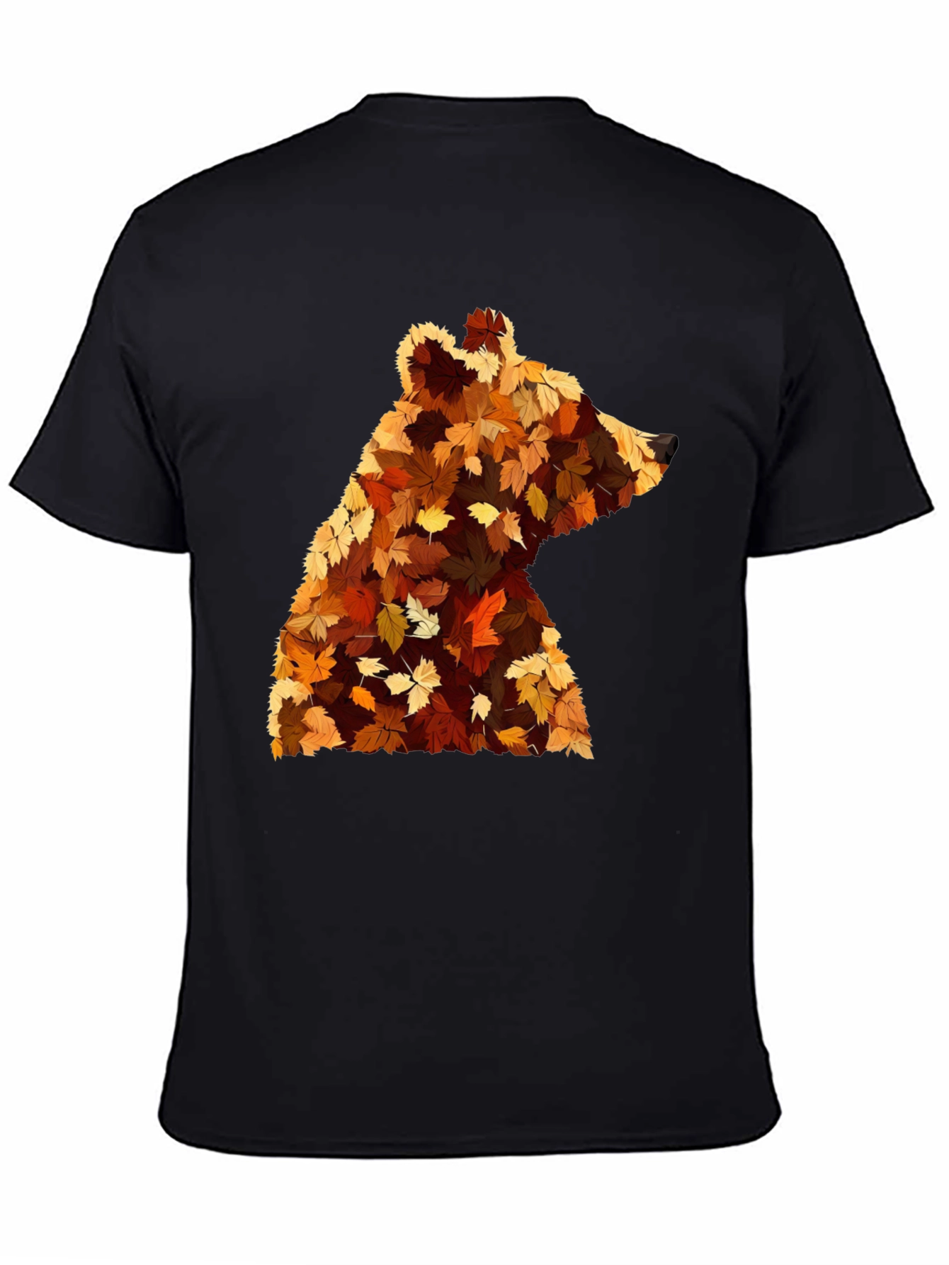 Autumn Bear Leaf T-Shirt - Nature Inspired Design