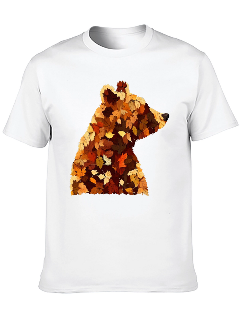 Autumn Bear Leaf T-Shirt - Nature Inspired Design