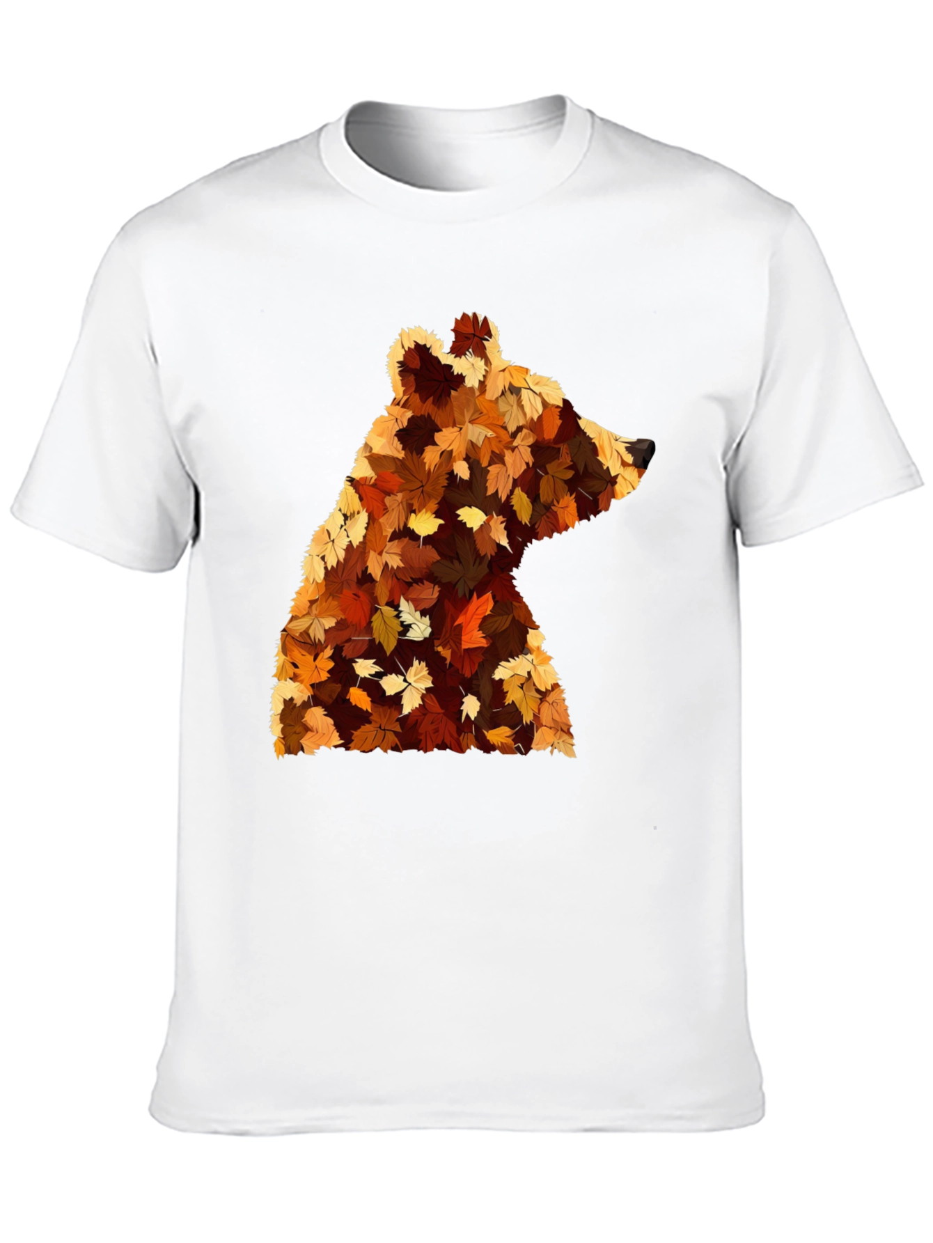 Autumn Bear Leaf T-Shirt - Nature Inspired Design