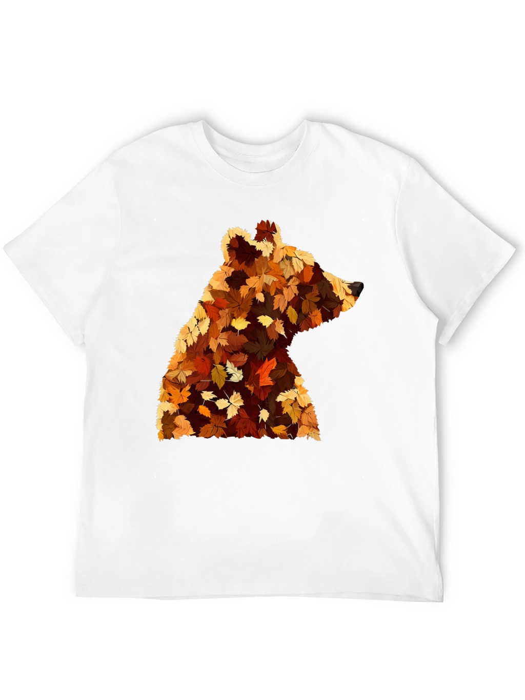 Autumn Bear Leaf T-Shirt - Nature Inspired Design