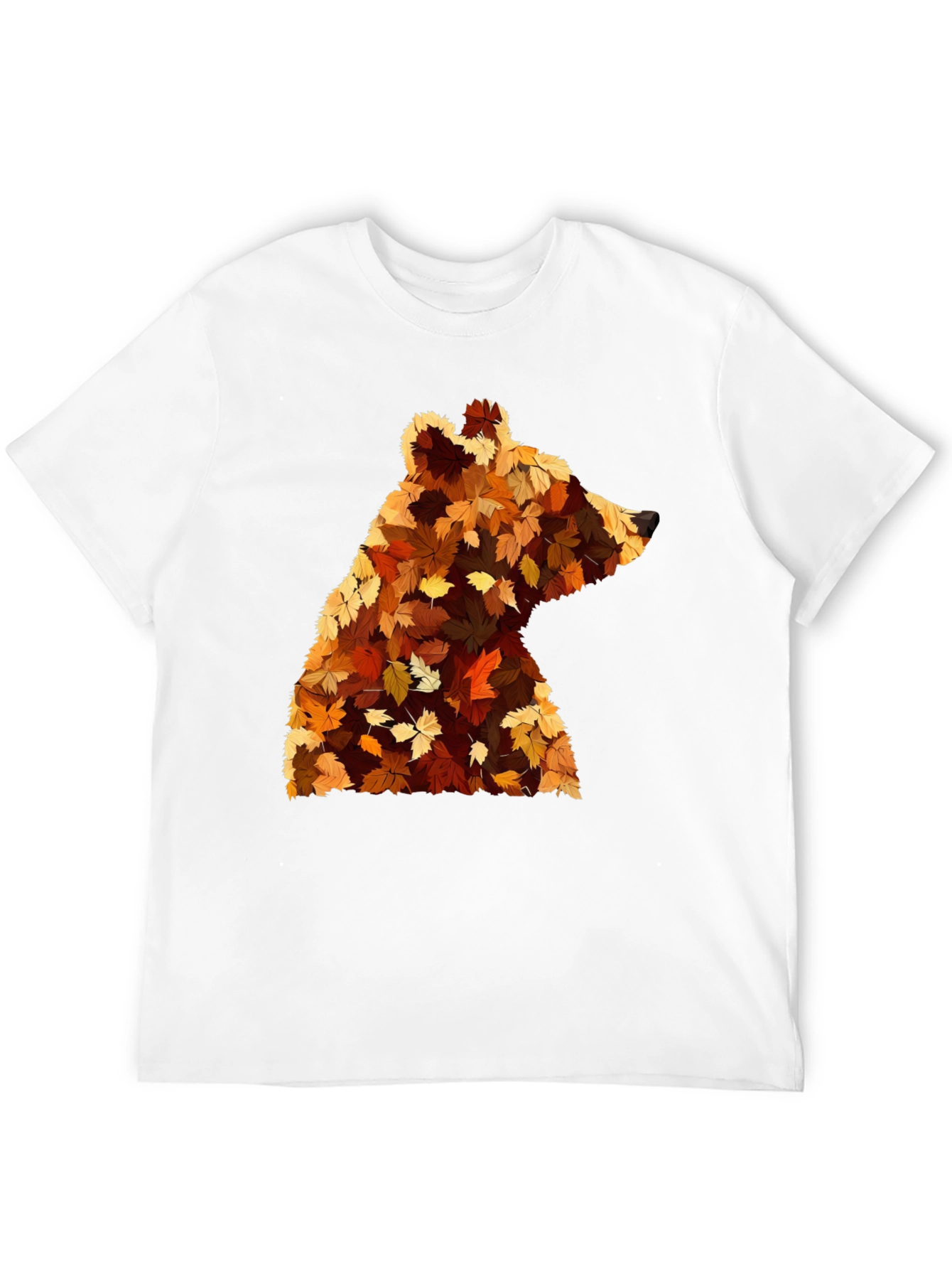 Autumn Bear Leaf T-Shirt - Nature Inspired Design