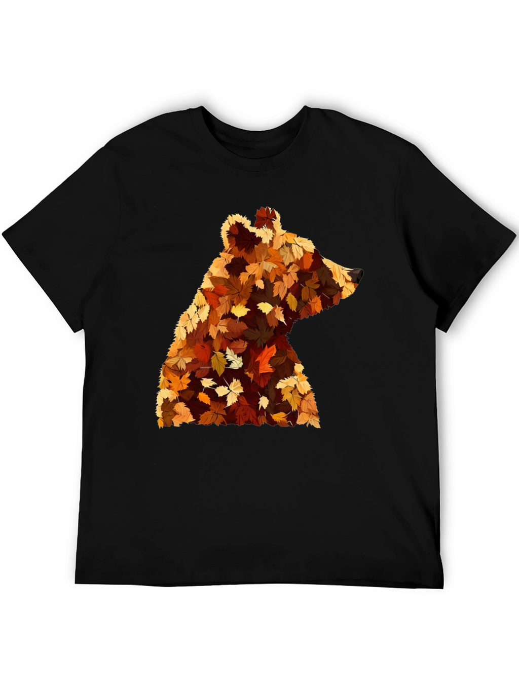 Autumn Bear Leaf T-Shirt - Nature Inspired Design