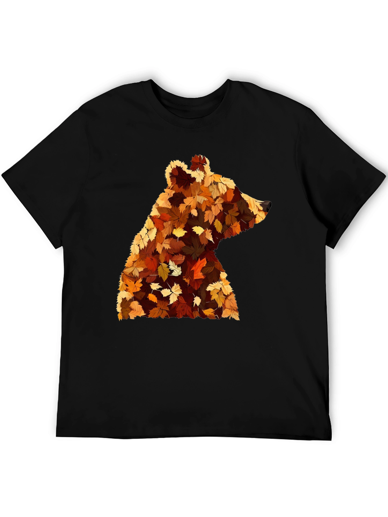 Autumn Bear Leaf T-Shirt - Nature Inspired Design