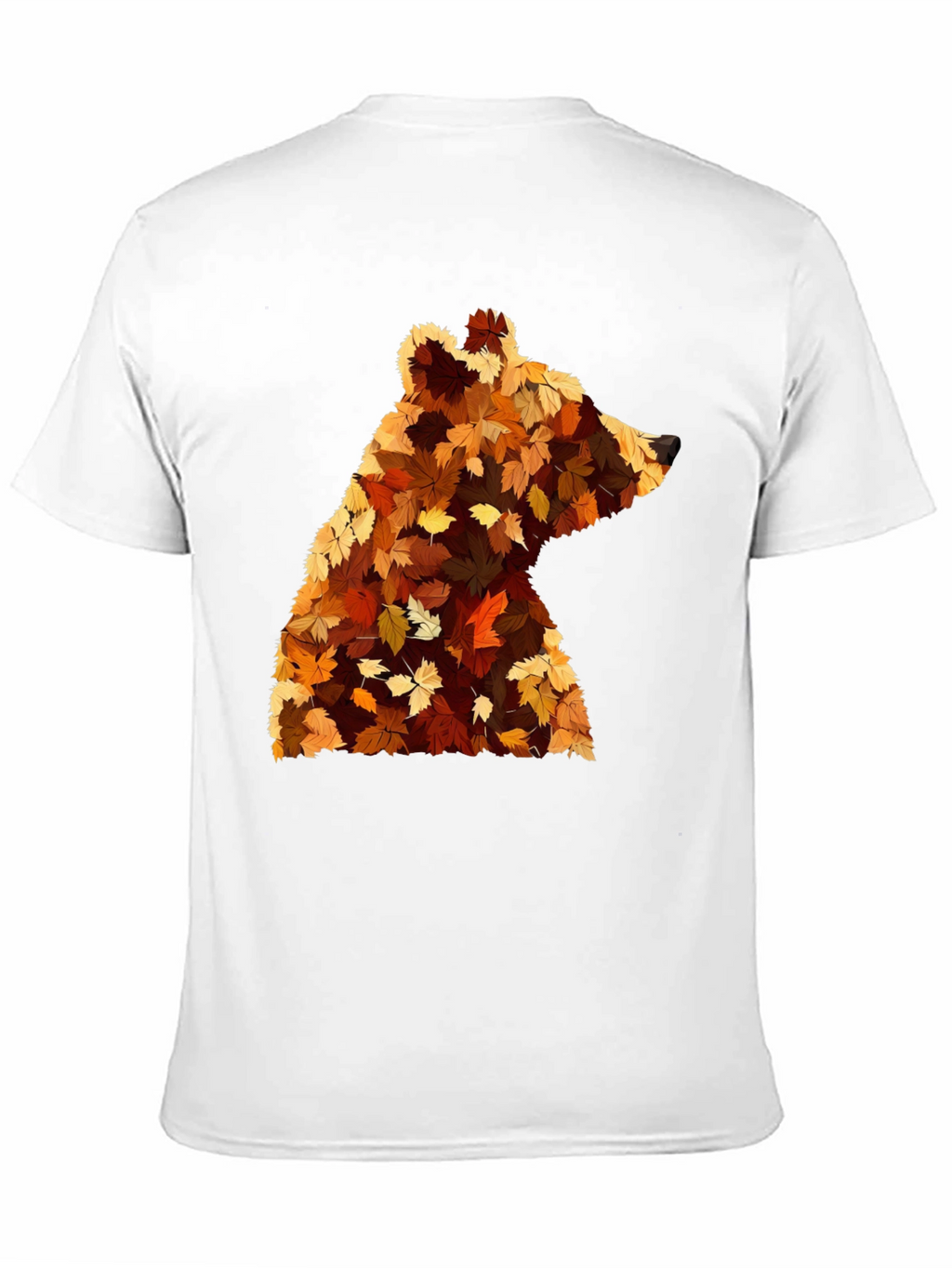 Autumn Bear Leaf T-Shirt - Nature Inspired Design