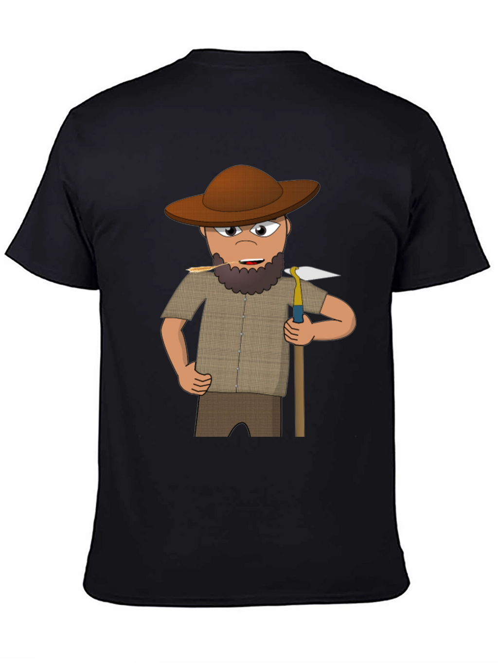 Cartoon Prospector Graphic T-Shirt - Black