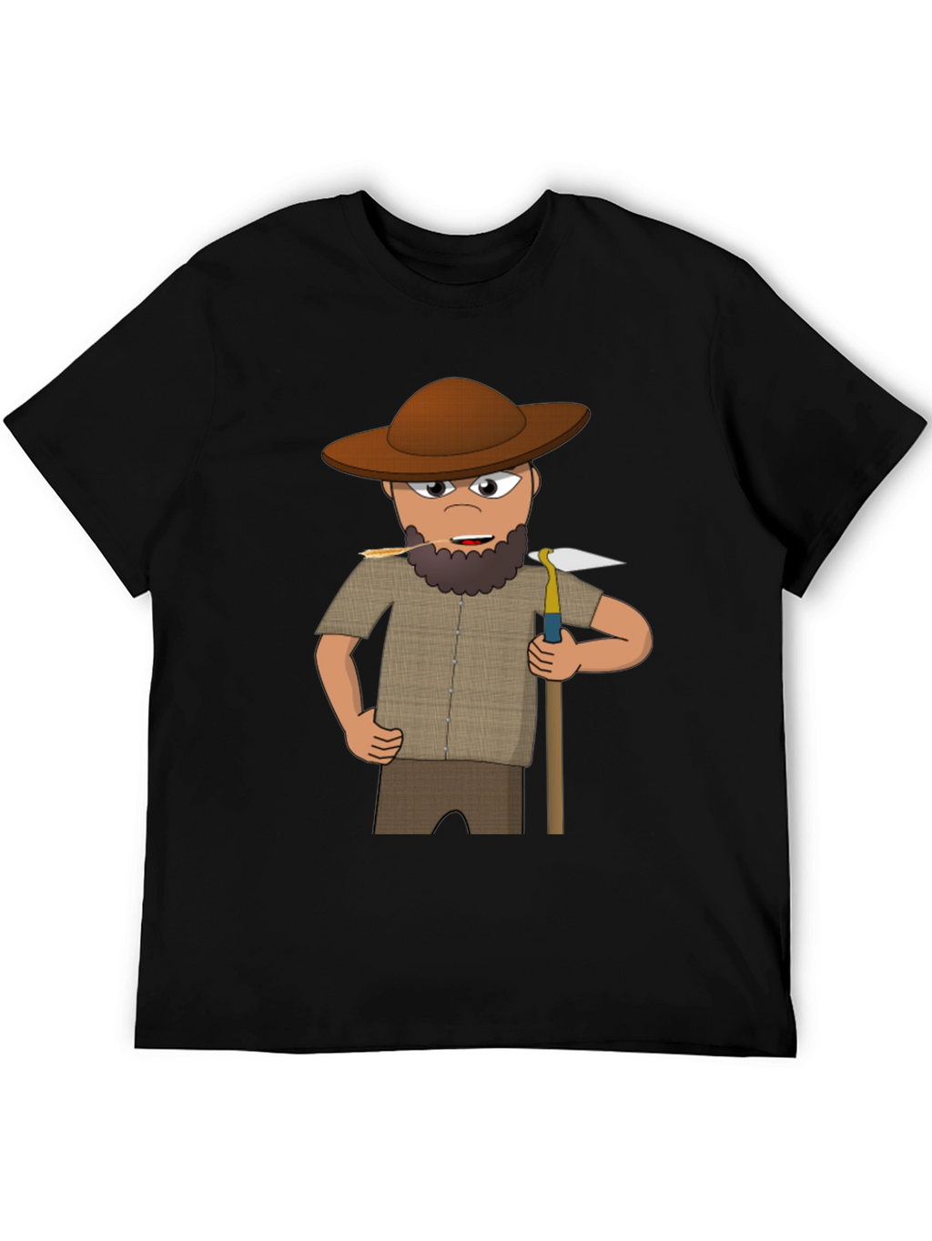 Cartoon Prospector Graphic T-Shirt - Black