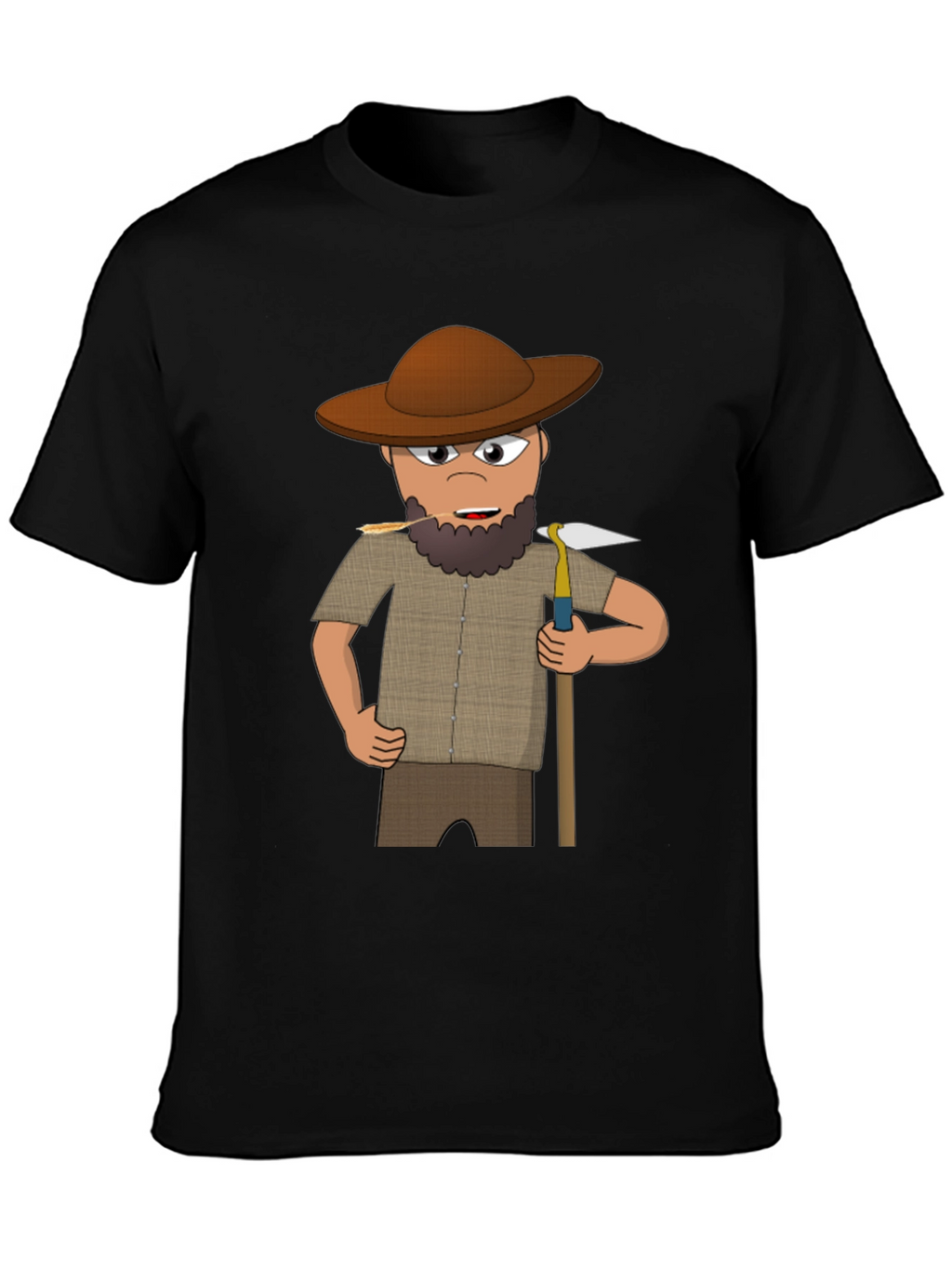Cartoon Prospector Graphic T-Shirt - Black