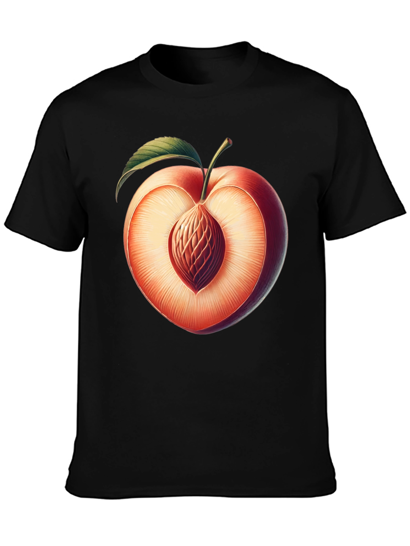Peach Slice Graphic Tee - Unique Fruit Design