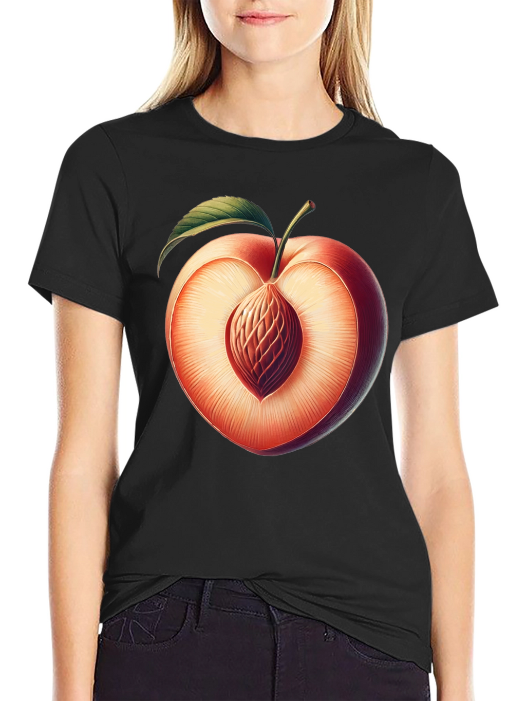 Peach Slice Graphic Tee - Unique Fruit Design