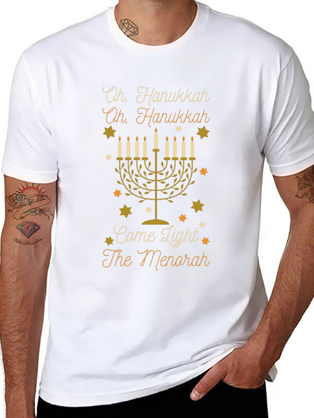 Hanukkah Menorah T-Shirt - Oh Hanukkah Design