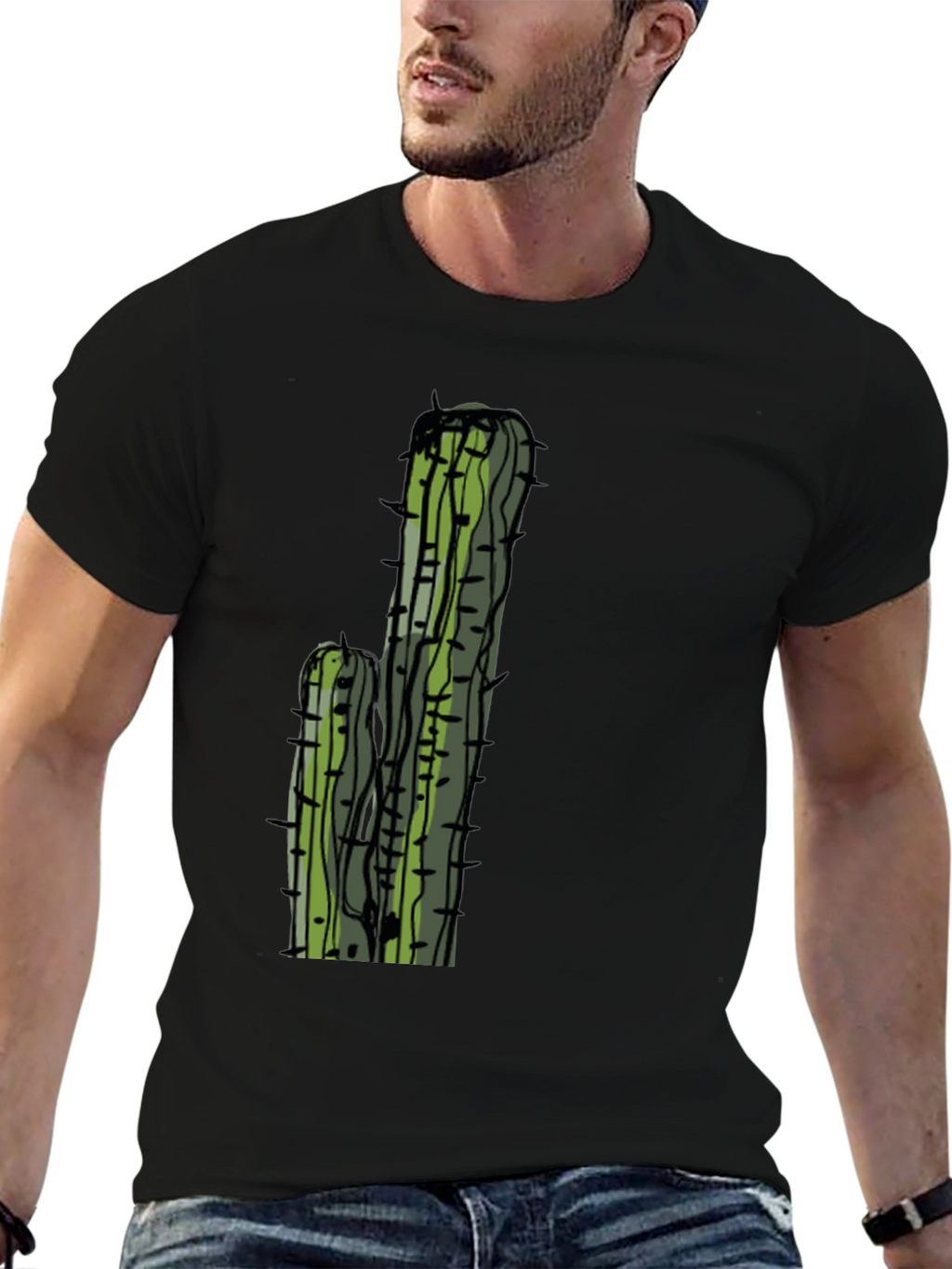 Cactus Graphic Tee - Black Casual T-Shirt