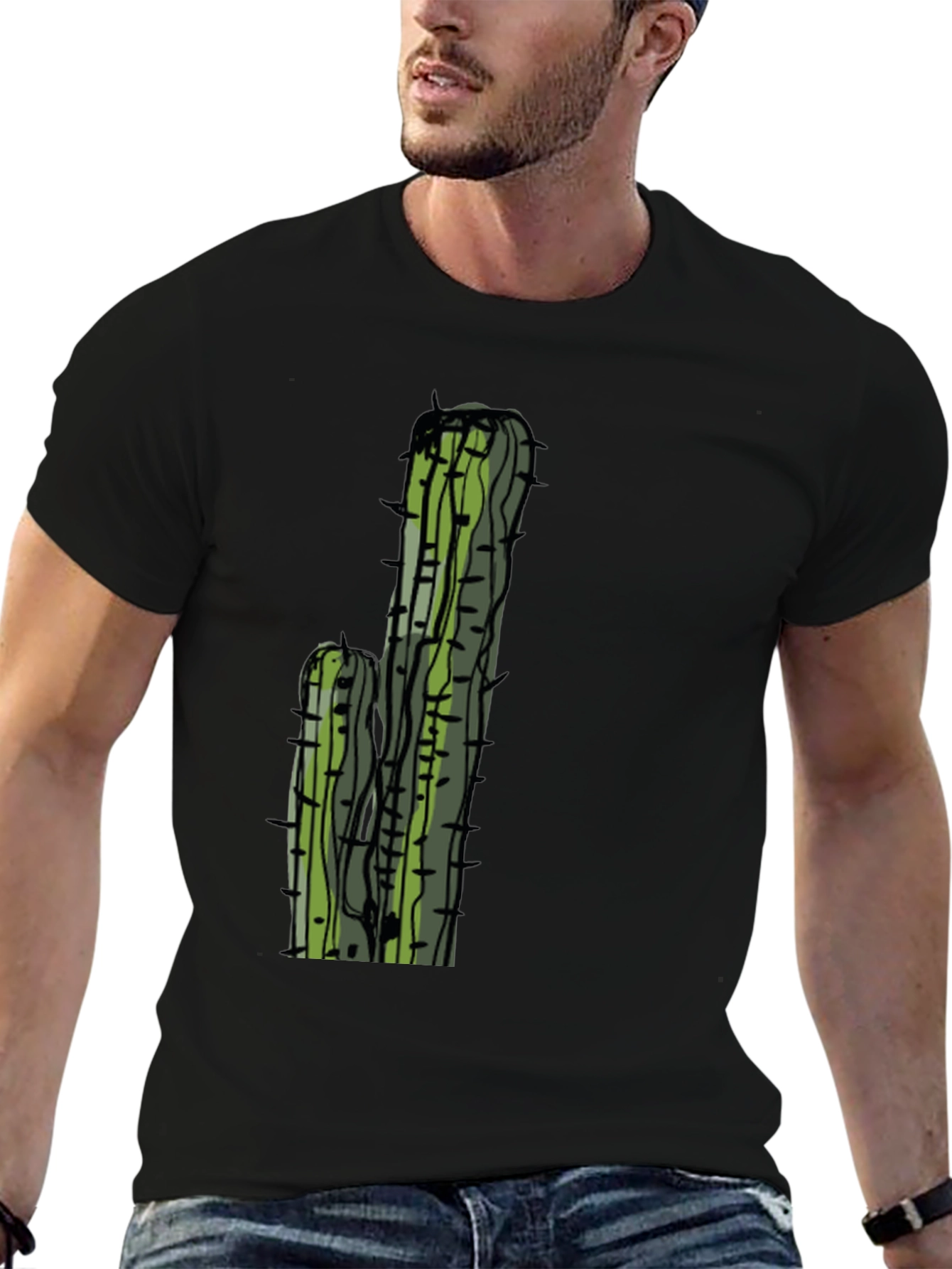 Cactus Graphic Tee - Black Casual T-Shirt