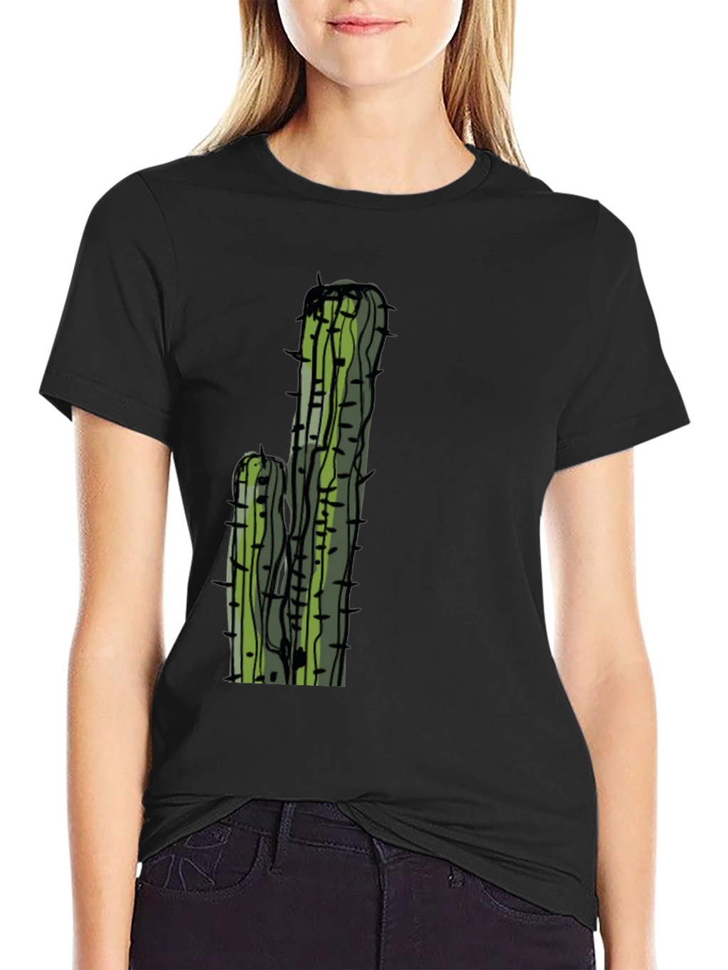 Cactus Graphic Tee - Black Casual T-Shirt