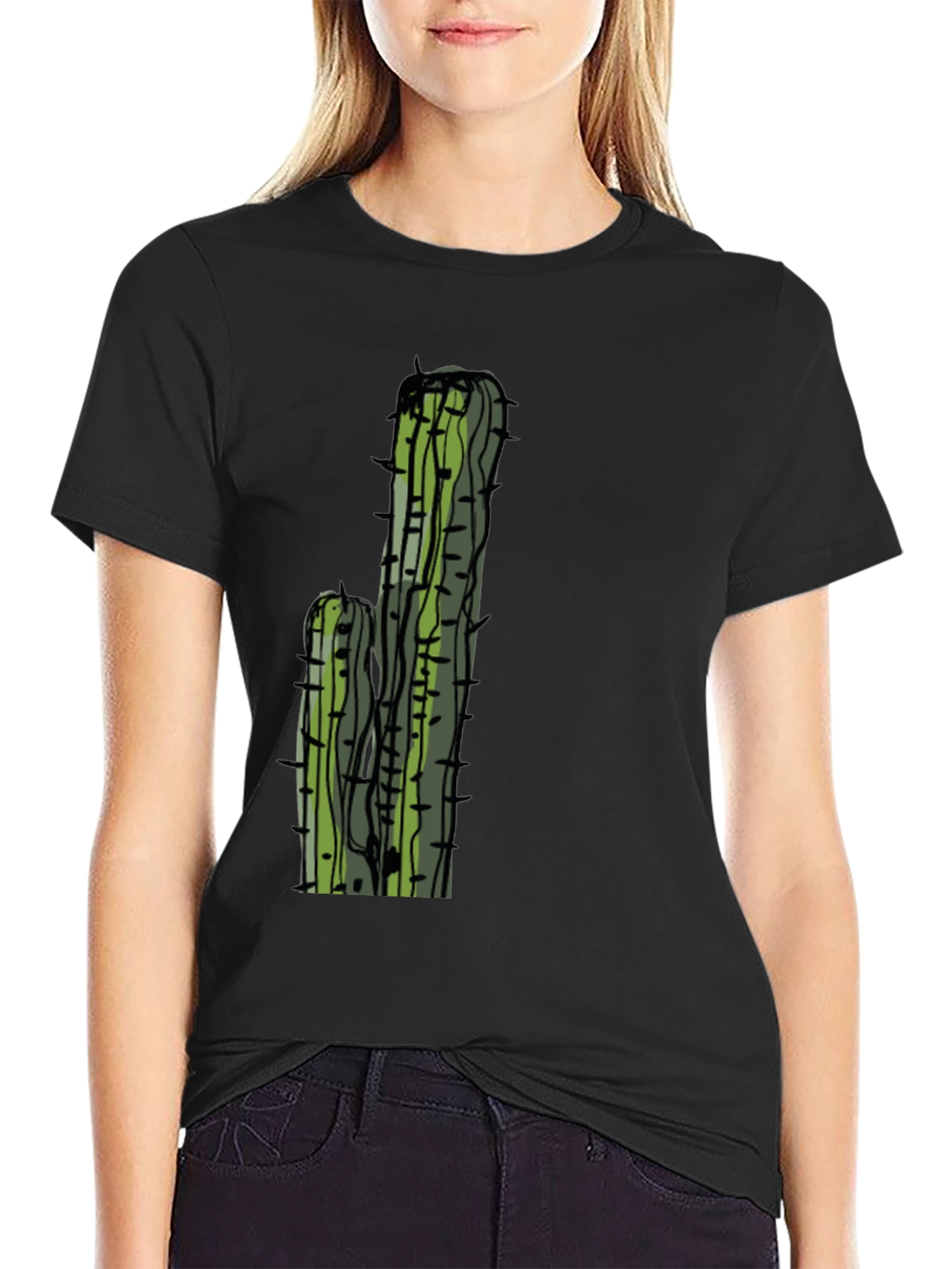 Cactus Graphic Tee - Black Casual T-Shirt