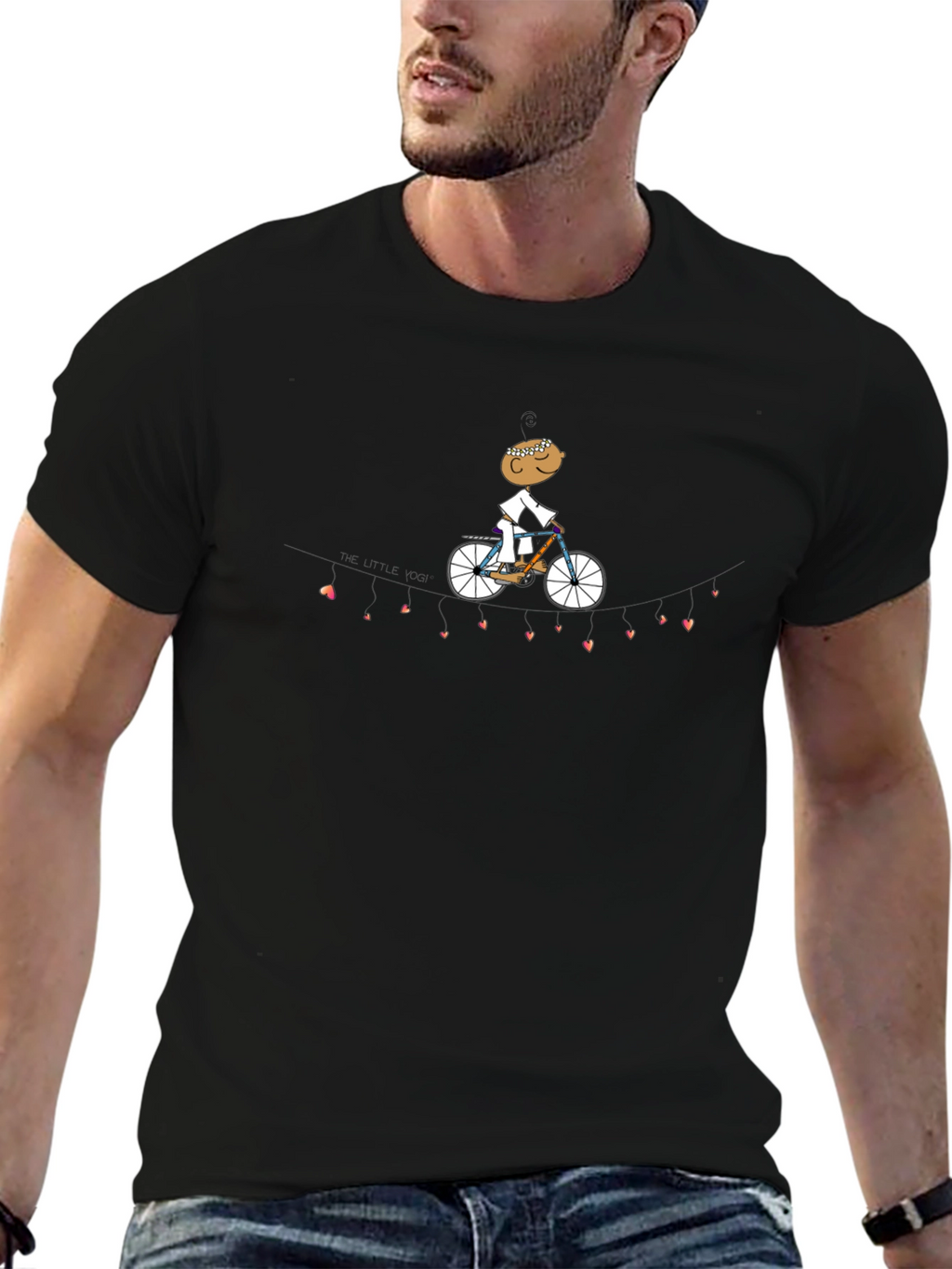 Heart String Cyclist Graphic Tee - Black
