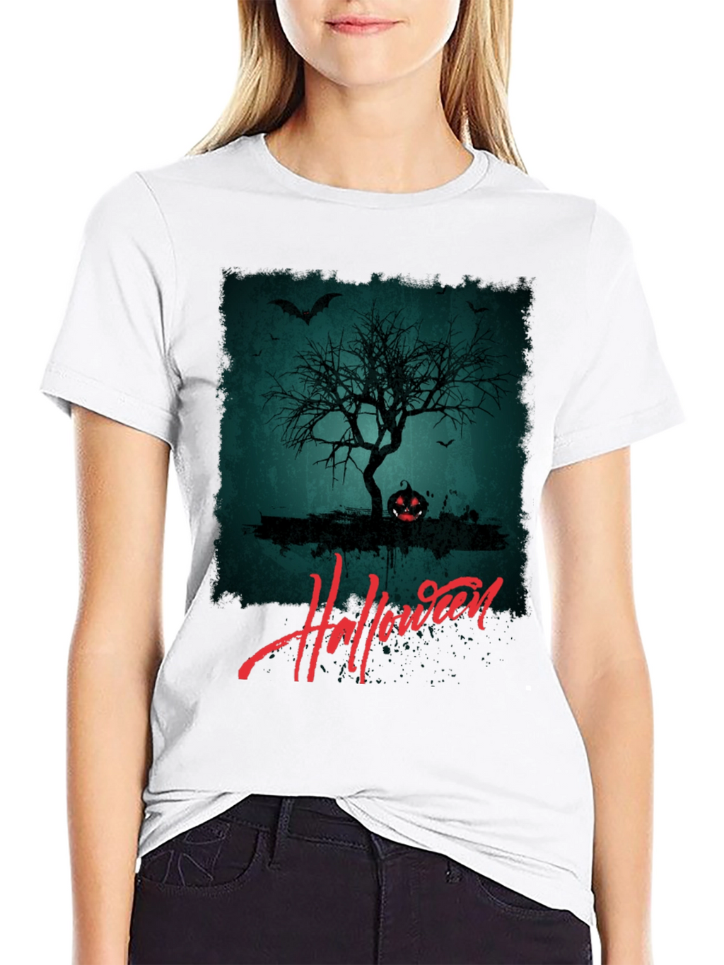 Halloween Tree Graphic Tee - Spooky Season Shirt