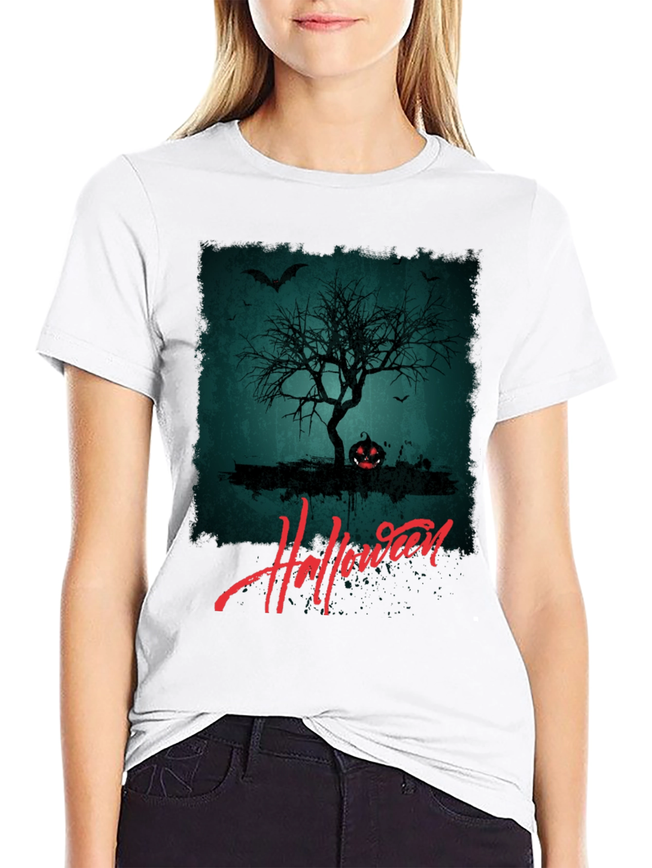 Halloween Tree Graphic Tee - Spooky Season Shirt