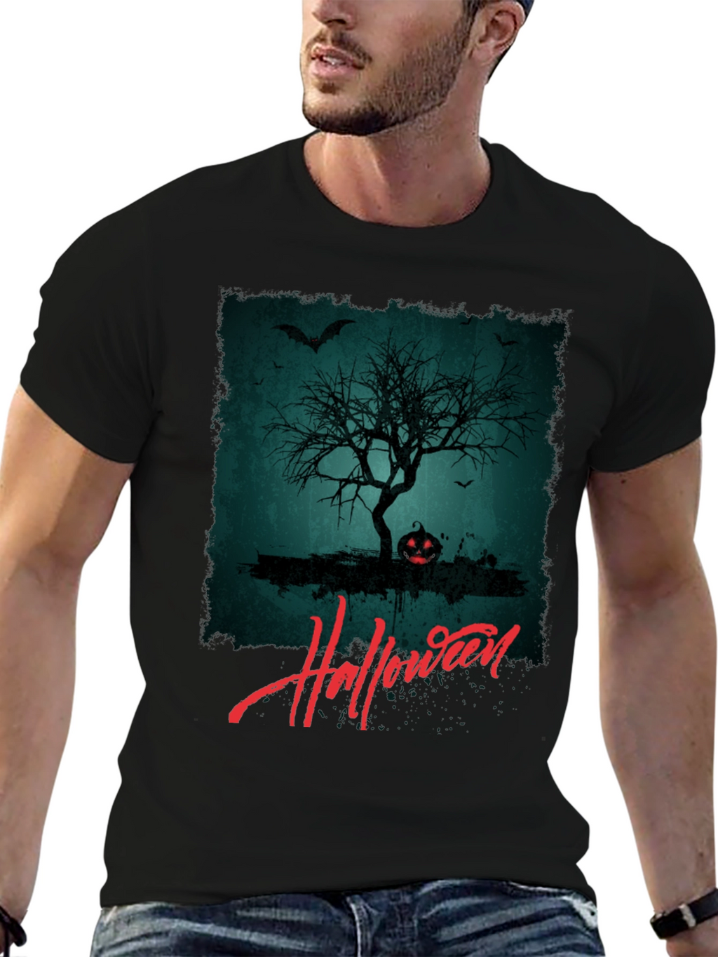 Halloween Tree Graphic Tee - Spooky Season Shirt