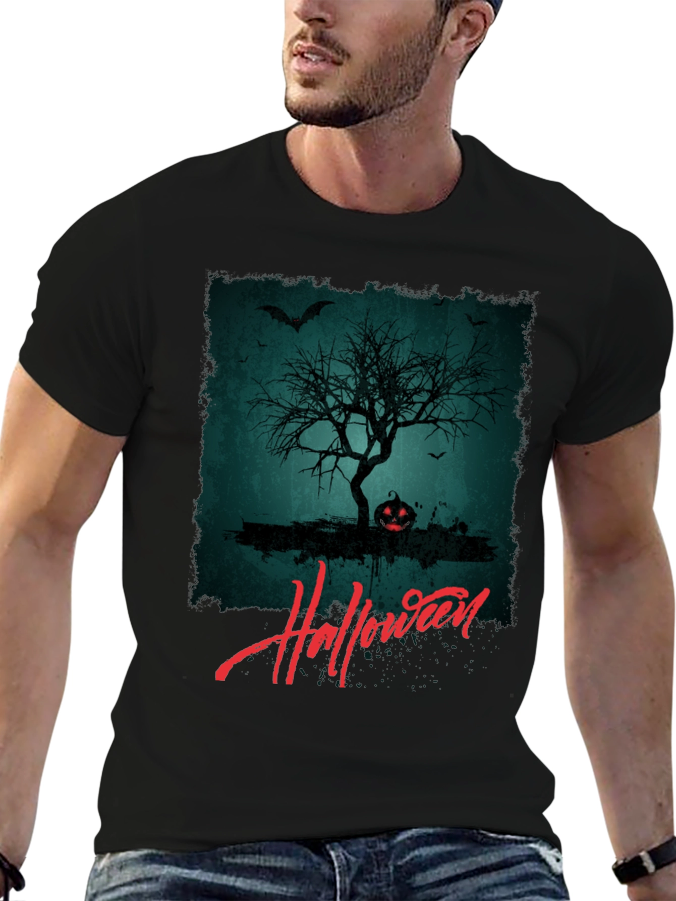 Halloween Tree Graphic Tee - Spooky Season Shirt