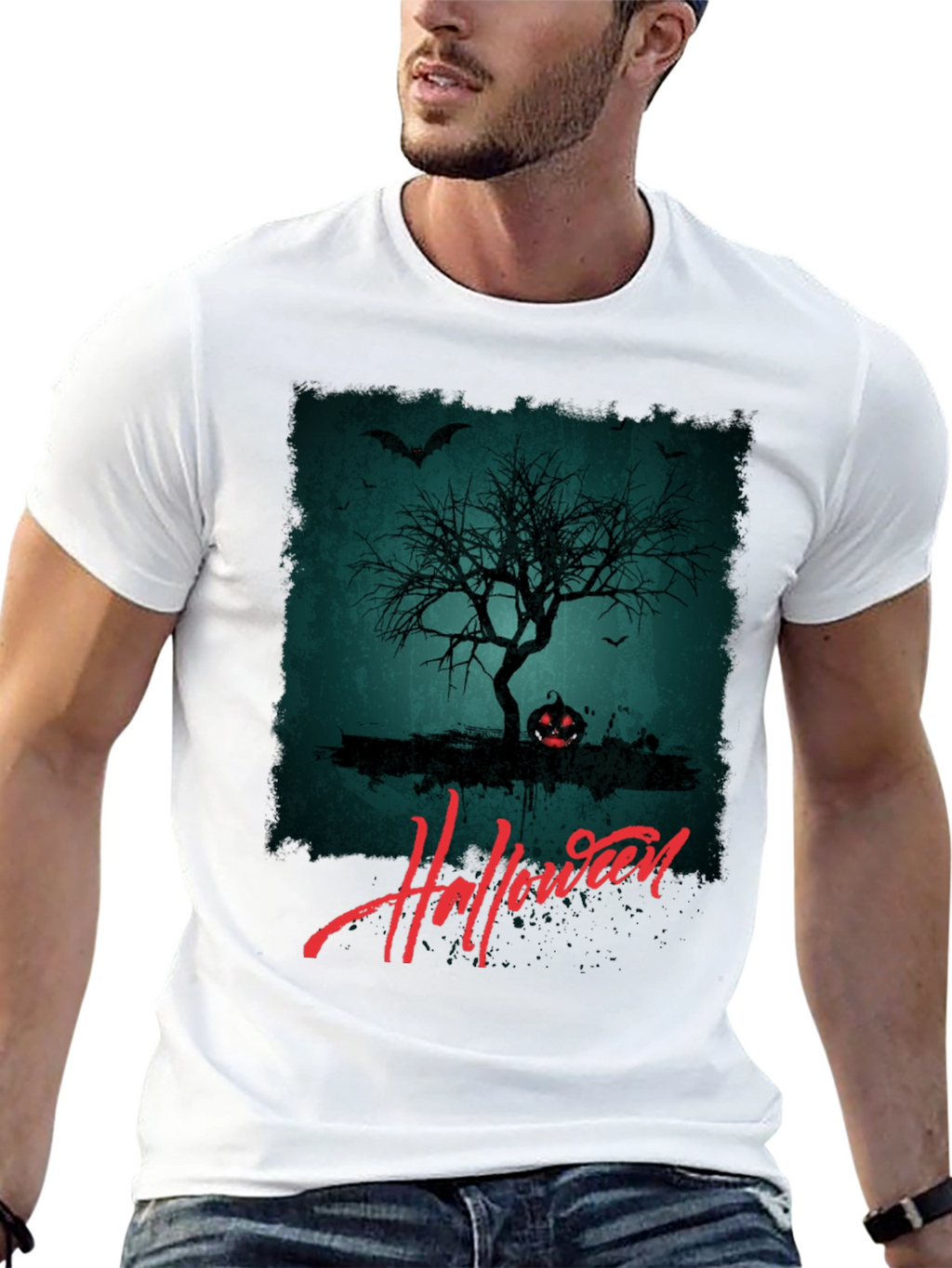 Halloween Tree Graphic Tee - Spooky Season Shirt