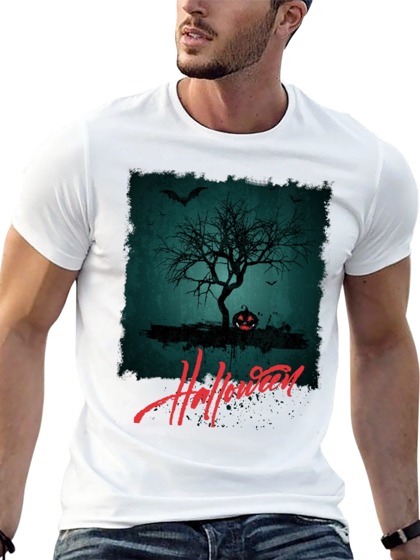 Halloween Tree Graphic Tee - Spooky Season Shirt