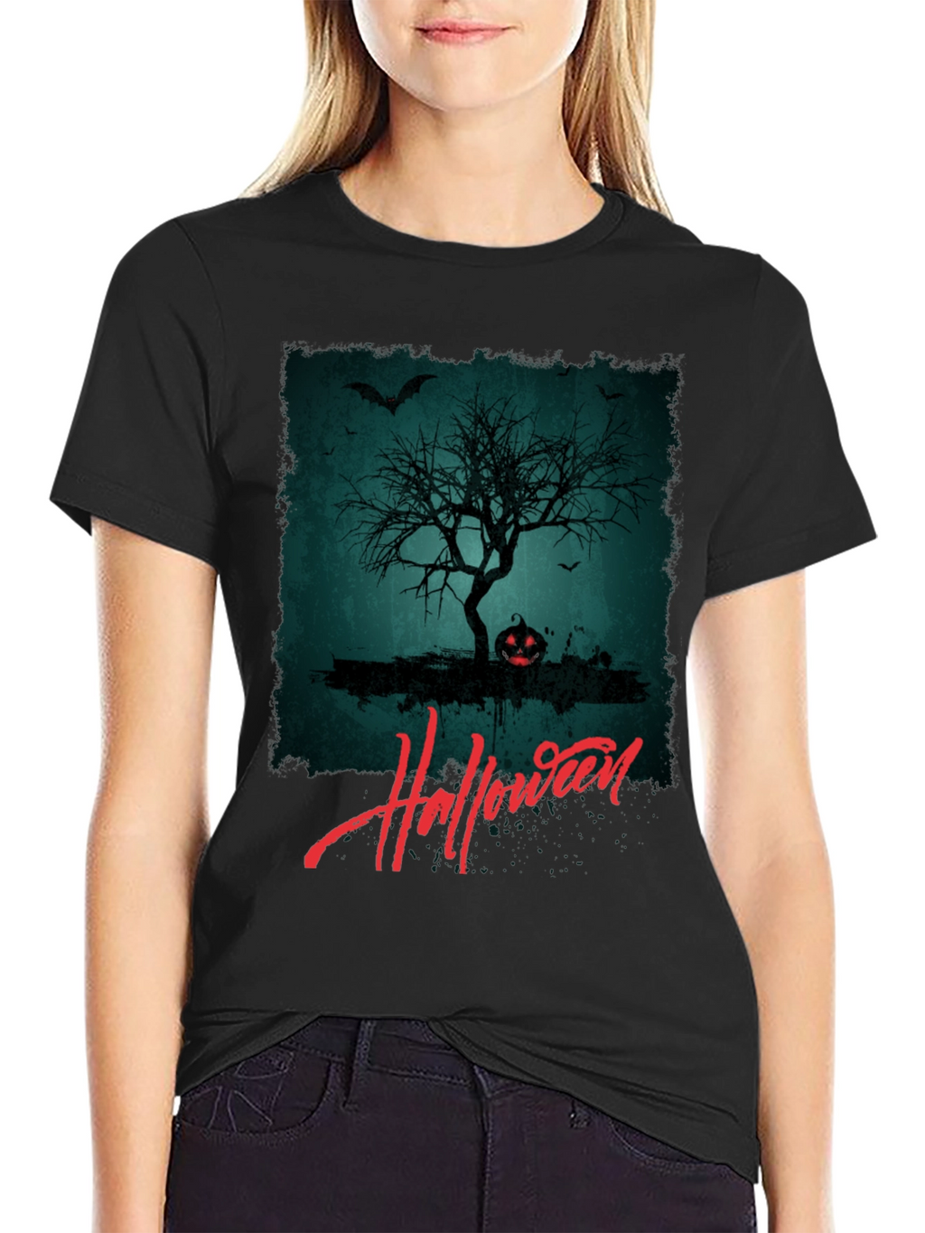 Halloween Tree Graphic Tee - Spooky Season Shirt