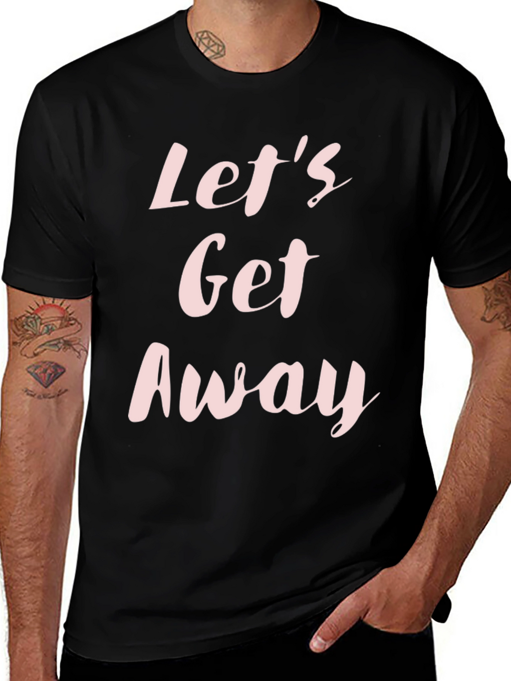 Lets Get Away Black Graphic Tee Shirt