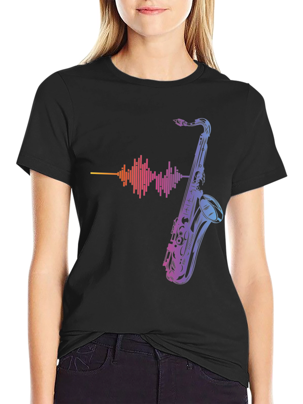 Saxophone Graphic Print Tee - Music Lover T-Shirt