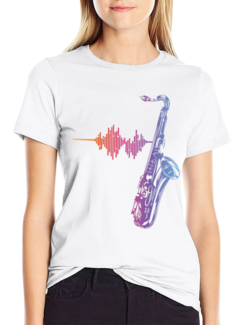 Saxophone Graphic Print Tee - Music Lover T-Shirt