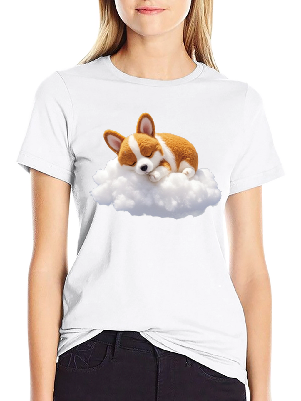 Corgi Cloud Black T-Shirt
