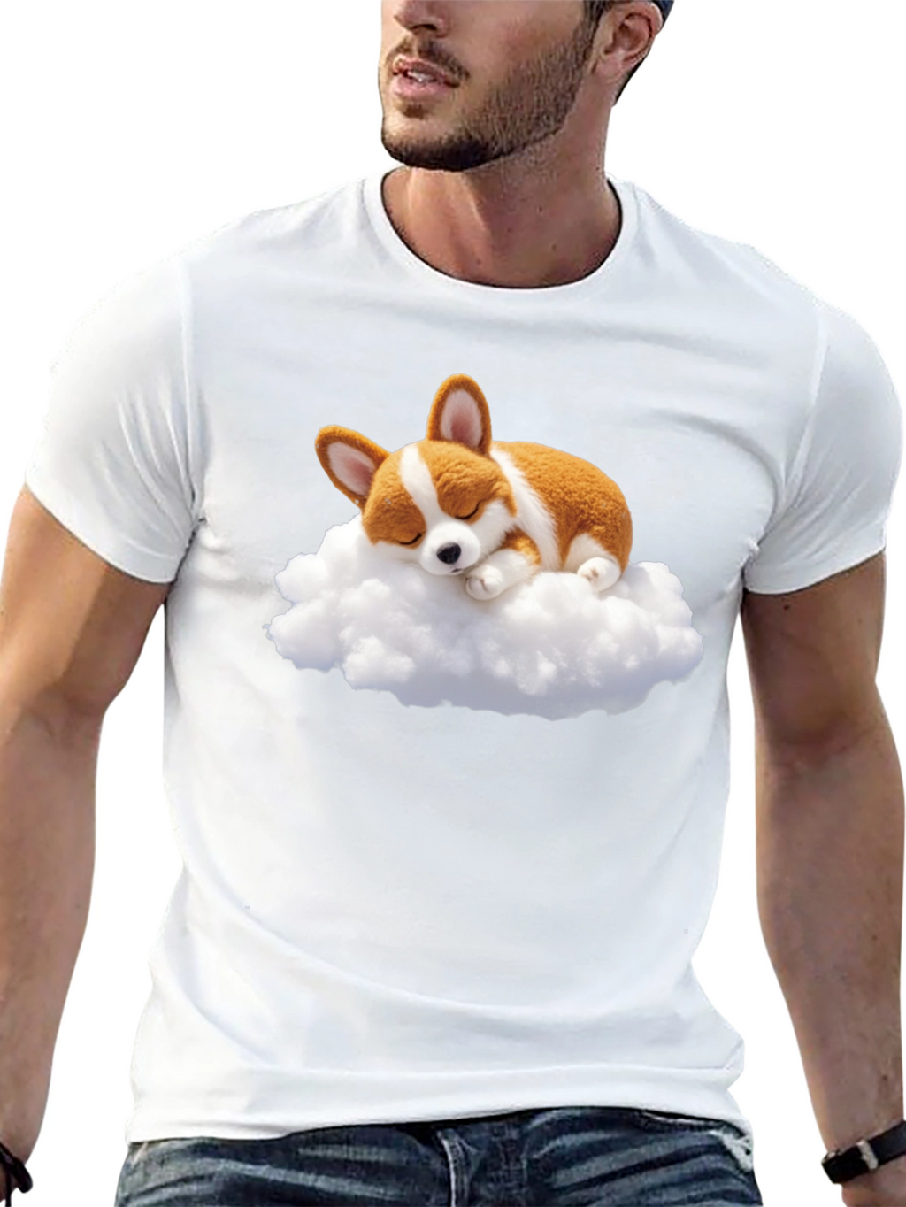 Corgi Cloud Black T-Shirt
